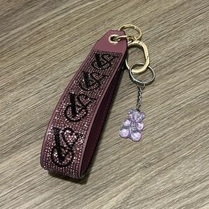 VS Rhinestone Leather Wristlet Keychain